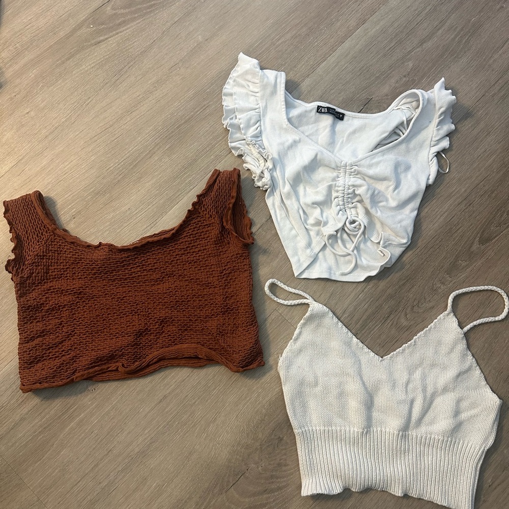 Trendy Women's Tops Set - White and Brown